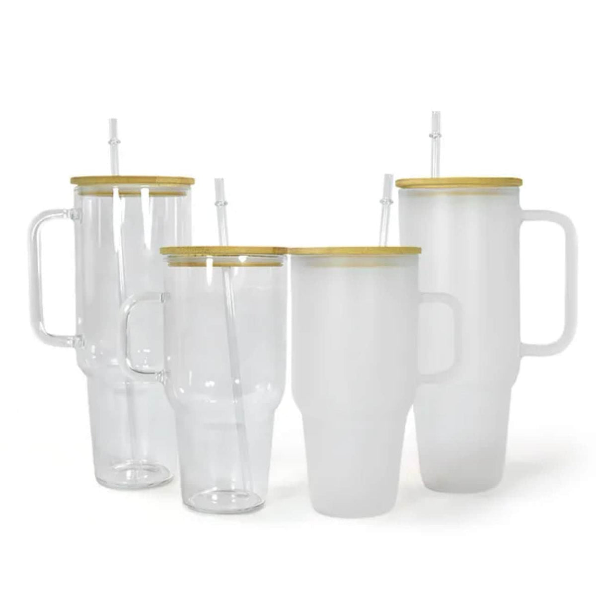32oz or 40oz Personalized custom Sublimation Clear or Frost Glass Tumbler, Mug, Cup with Handle