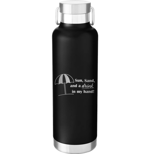 Sun Sand Drink in Hand 24 oz Water Bottle | Black