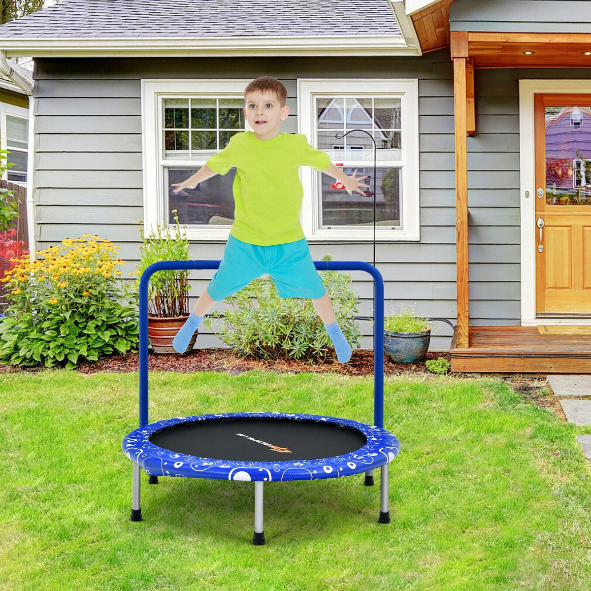 36 Inch Kids Trampoline Mini Rebounder with Full Covered Handrail