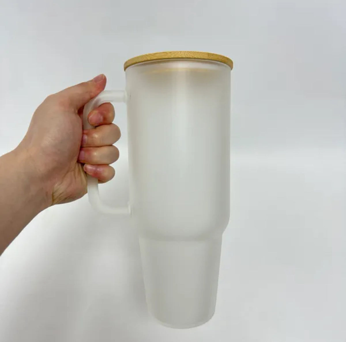 32oz or 40oz Personalized custom Sublimation Clear or Frost Glass Tumbler, Mug, Cup with Handle