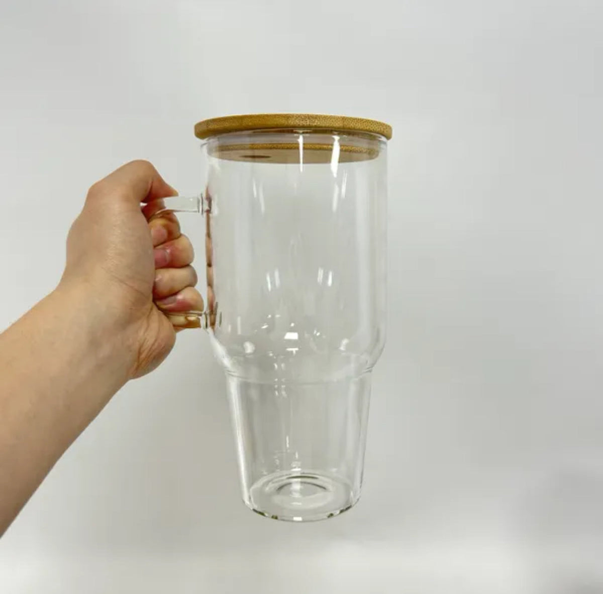 32oz or 40oz Personalized custom Sublimation Clear or Frost Glass Tumbler, Mug, Cup with Handle
