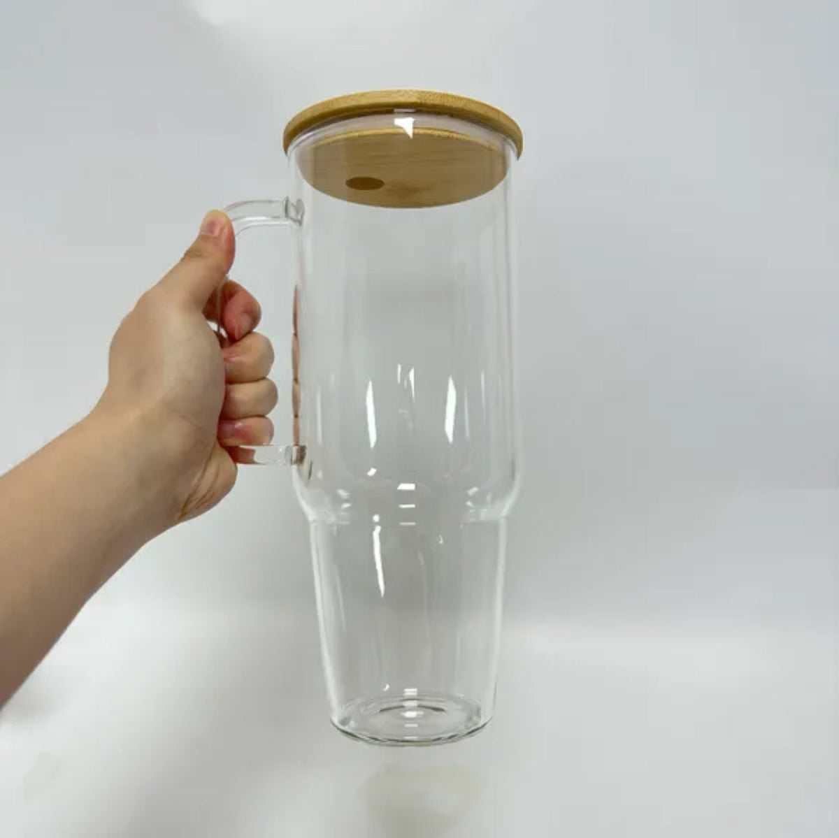 32oz or 40oz Personalized custom Sublimation Clear or Frost Glass Tumbler, Mug, Cup with Handle