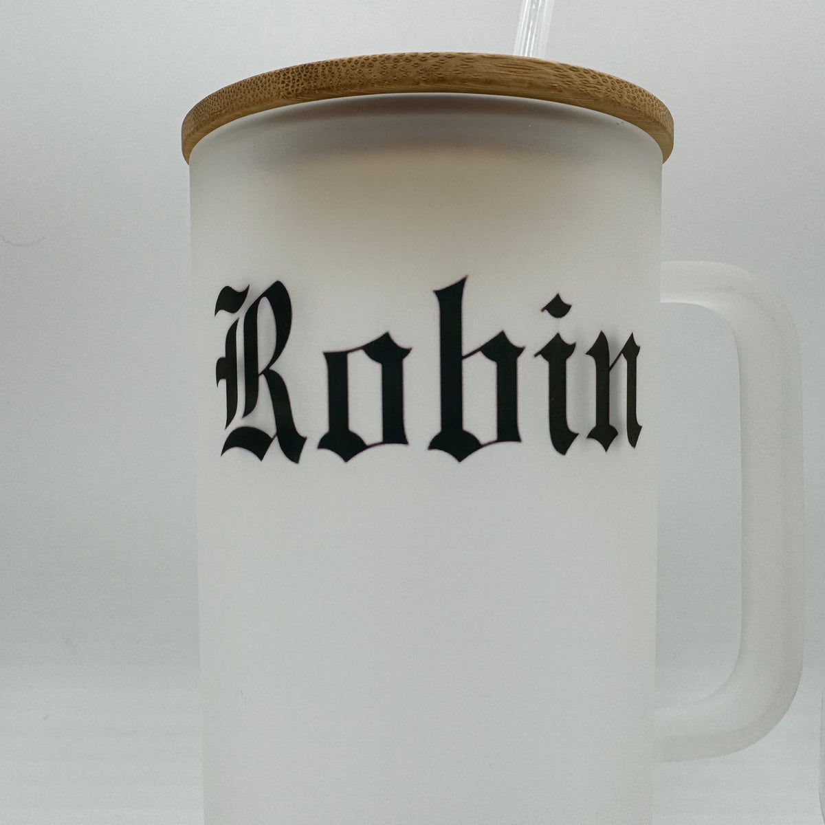 32oz or 40oz Personalized custom Sublimation Clear or Frost Glass Tumbler, Mug, Cup with Handle