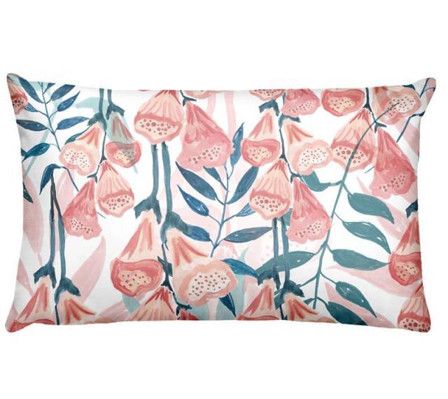 Flowers Birds Green Plants Printed Waist Pillowcase Home Pillow Decoration Tropical Green Texture Exotic Flower Cotton Linen Outdoor Pillow Cases Sofa Bed Throw Pillow 50x30CM