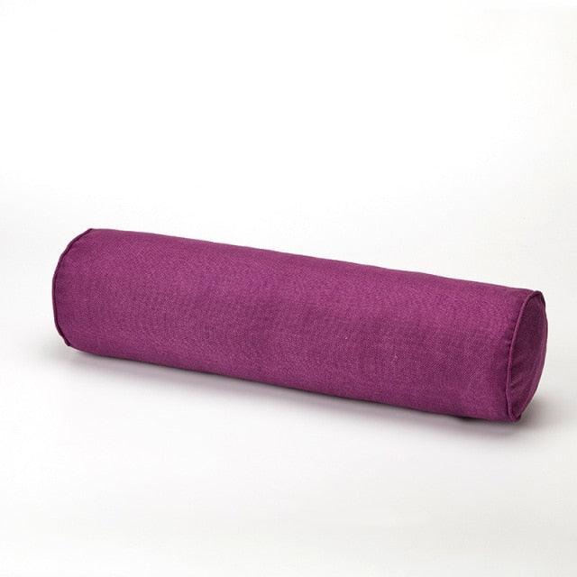 Solid Long Round Maternity Pillow Cotton linen Neck Headrest Body pillow Bed Chair Car Seat Backrest Sleeping Pillow Round Cervical Roll Cylinder Bolster Pillow with Removable Washable Cover, Ergonomically Designed  for Head Neck Spine
